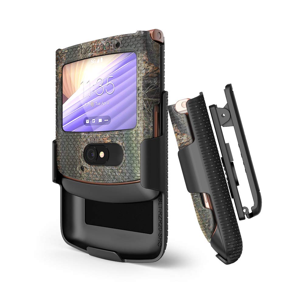 BELTRON Case with Clip for Motorola RAZR 5G (AT&T / T-Mobile), Snap-On Protective Cover with Rotating Belt Holster Combo & Built in Kickstand for RAZR 5G Flip Phone (2020) XT2071 - Outdoor Camouflage