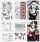COKOHAPPY 4 Large Sheets SS Temporary Tattoo HQ & The Joker Sticker 80+ Tats Costume/Cosplay Party Accessories
