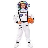 AEROSQUAD Astronaut Costume for Kids with Helmet, Halloween Costumes for kids Nasa Astronaut Helmet Suit with Movable Visor