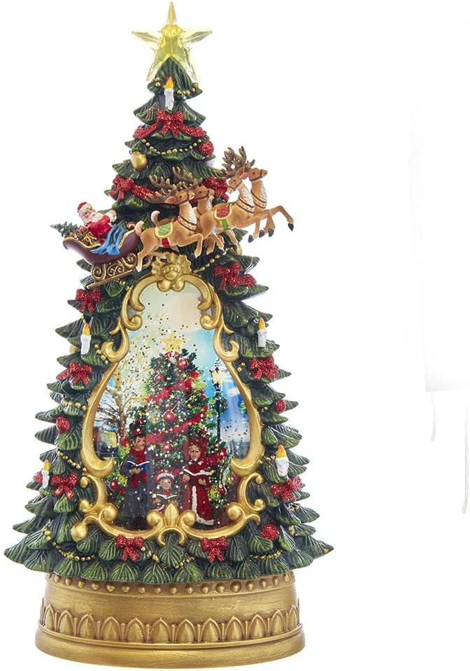 Snow Globes - Kurt S. Adler Battery-Operated Musical Santa Tree Water Globes, 13.4-Inches, Multi-Colored