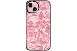CASETiFY Compact iPhone 15 Case [4 ft. 2X Military Grade Drop Protection/Slim/Lightweight] - Cheetah Paradise Pink - Clear Black