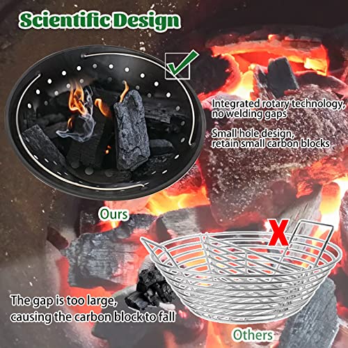 KAMaster Carbon Steel Charcoal Basket Fire Bowl for Large Big Grenn Egg