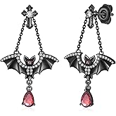 Bat/Skull/Zirconia Earrings 925 Sterling Silver Gothic Stud Earrings Halloween Christmas Birthday Jewelry Gifts for Women