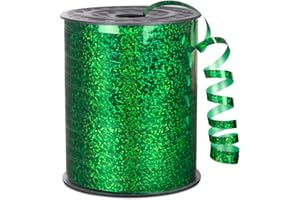 KMER LIFE Premium Green Shiny Curling Shiny Ribbon, 1/5" Wide x 500 Yards Christmas Curling Ribbons for Gift Wrapping, Party Decoration, Balloon String, Ribbons for Florist Flower (1 Roll)