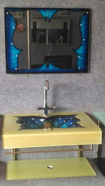 Buy Blue Butterfly Wash Basin Lip Counter Set Online At Low