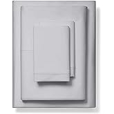 800-Thread-Count 100% Pure Cotton Bed Sheets -4 Pc Queen Size Silver Sheet Set, Single Ply Long Staple Combed Cotton Yarns, Best Luxury Sateen Weave, Fits Mattress Upto 17'' Deep Pocket