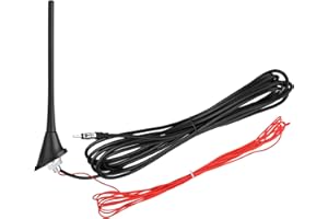 Eightwood Car Stereo FM AM Radio Antenna, Universal Roof Mount Amplified Antenna with 12V Power Wire DIN Plug Connector for V