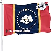 Nuibers Mississippi Flag 3x5 FT Sturdy for Outside, Heavy Duty 3Ply Polyester Mississippi State Flags Outdoor, Double Sided Long Lasting MS State Flag Brass Grommets