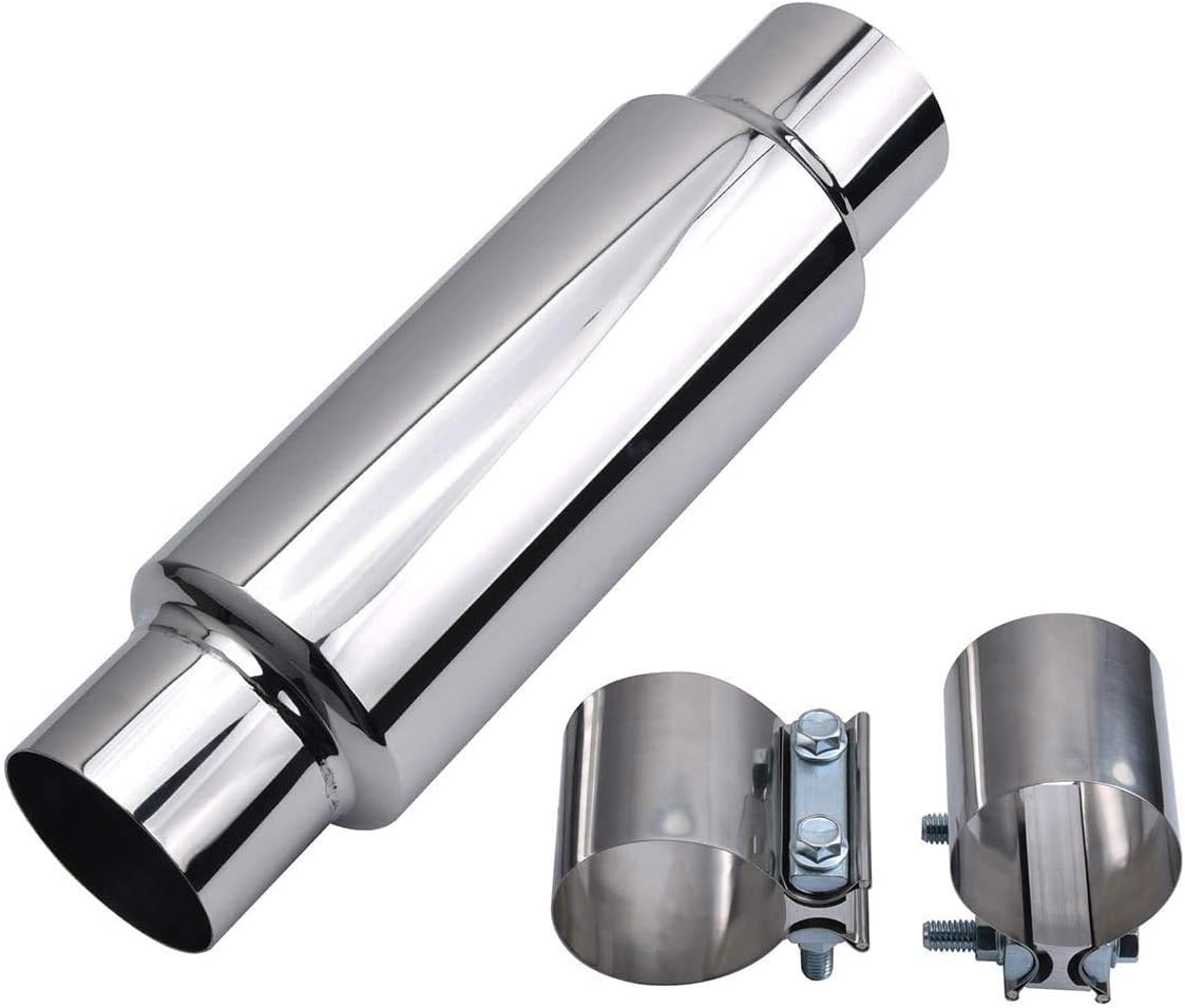 2" Exhaust Muffler Kit, Universal Glass Pack Muffler with 2 inch