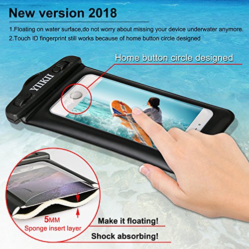 YIIKII Floating Waterproof Case, Cellphone Dry Bag Pouch with Touch ID Fingerprints Available, IPhone X 8 7 6s 6 Plus, Galaxy etc up to 6.0", Perfect for Snorkel etc Water Activities