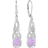 FJ Opal Dangle Drop Earrings 925 Sterling Silver Infinity Teardrop Leverback Earrings Jewelry for Women