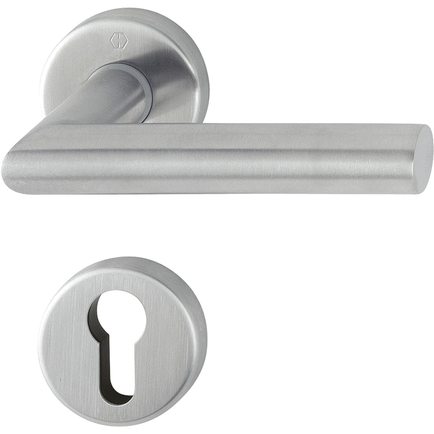 Hoppe Amsterdam Door Handle Set with Rosette PZ Cylinder, Stainless Steel Matt 3286420