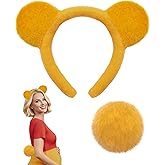 Taranovi Yellow Bear Costume Accessories - Bear Ears Headband and Tail for Adult Women Halloween