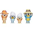 Bluey Figure 4-Packs, Family Trip, 2.5 Inch Poseable Figures of Bluey, Bingo, Bandit and Chilli, with Accessories, Kids Can Recreate Their Favorite Moments from The Bluey TV Show