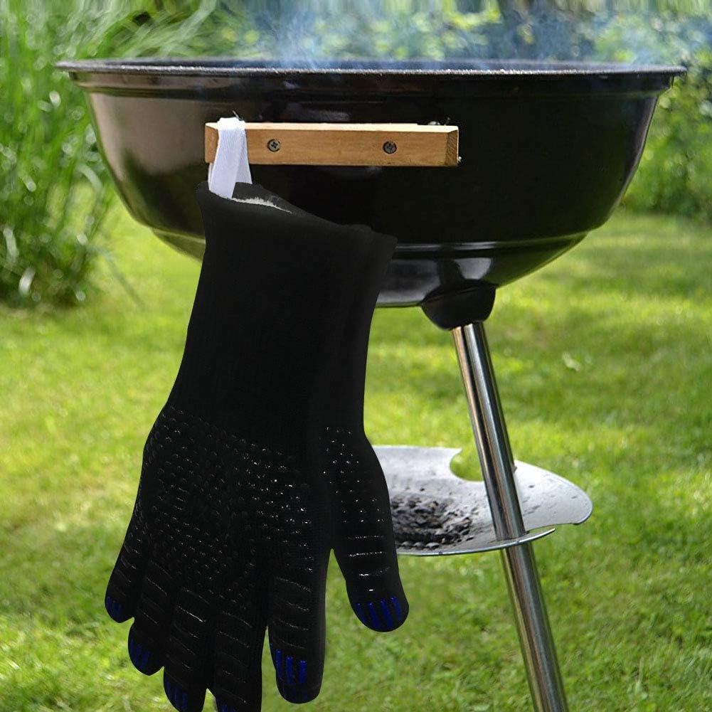 Yuxier Oven Gloves BBQ Grill Gloves 1472°F Extreme Heat Resistant Oven Mitts for Cooking, Grilling, Kitchen, Smoker Baking, Barbecue, Fireplace, Welding, Cutting (13.8inch, Black Gloves) : Sports & Outdoors