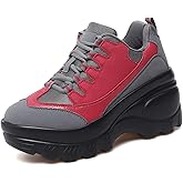Women's Fashion Platform Chunky Sneakers Lace Up Comfortable Wedge Walking Sport Sneakers Casual Non-Slip Running Shoes
