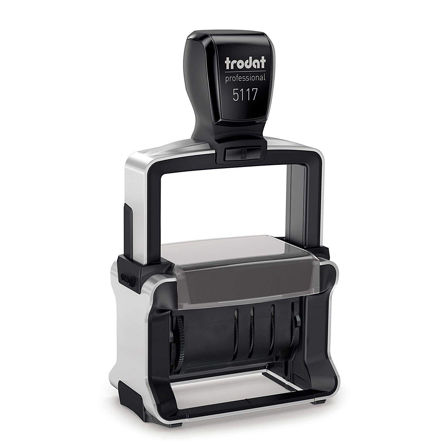 Trodat 5117 Professional Self-Inking Polynome Date - 12 Commercial Texts, Ink Colour: Black - Text Plate Max 48 x 4 mm