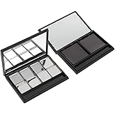 Beaupretty Magnetic Empty Eyeshadow Palette with Mirror and 8 Round Metal Pans Matte Black Compact Makeup Tray 4.33X2.95X0.39 Inches for Custom Eye Shadow Storage