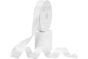 KRYVUS Double Faced White Satin Ribbon, 1 Inch X 50 Yards Polyester Ribbon for Gift Package Wrapping, Crafts, Bow Making, Sewing, Flower Bouquet, Wedding Party Decor