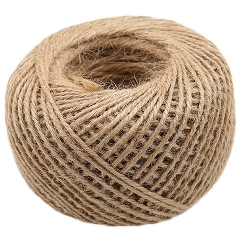 ANCLLO 100 Meters 2mm Natural Jute Twine 3 Ply Gift Wrapping String DIY Rope Garden Twine Cord for Arts Crafts and Gardening Applications