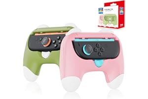 Auarte Controller Grips for Joy-Con Compatible with Nintendo Switch 2, 2 Pack Cute Comfort Wear-Resistant Handle Kit Accessories, Holder for 2025 Switch 2 Joypads(White, Pink and Green)