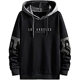 VIPWOLF Men's Color Block Hoodies Drawstring Graphic Sweatshirts Long Sleeve Baggy Pullover Tops