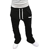 GORGLITTER Men's Wide Leg Sweatpants Baggy Sweatpants Y2k Flared Stacked Track Pants Workout Trousers Streetwear