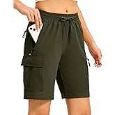 TBMPOY Women's Hiking Cargo Shorts 8.5" Lightweight Quick-Dry Water Resistant Athletic Shorts with Zipper Pockets