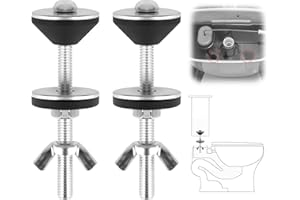 DVVSAV 2PCS Universal Toilet Tank to Bowl Bolts Kit, Heavy Duty Toilet Tank Bolts Replacement Waterproof Stainless Steel Toilet Seat Screws and Rubber Washers Gaskets with Extra Long Nut(Silver)