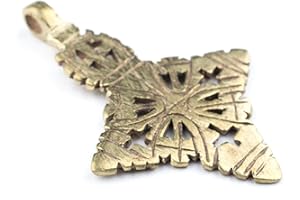 The Bead Chest Brass Ethiopian Coptic Cross Pendant, African Abyssinian Design, Orthodox Christian Pendant for Jewelry