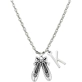 Personalized Ballet Necklace with Initial Charm – Dance Jewelry with Ballet Shoe Pendant, Custom Gift for Dancers, Recitals, Dance Teachers & Teams