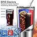 Insulated Stainless Steel Travel Tumbler - 30 oz Coffee Thermal Mug with 2 Tumbler lids New Spill Proof Flip Top Lid, 2 Stainless Steel Straws – Like Yeti Tumbler For Ice Drink & Hot Beverage, by EPIC