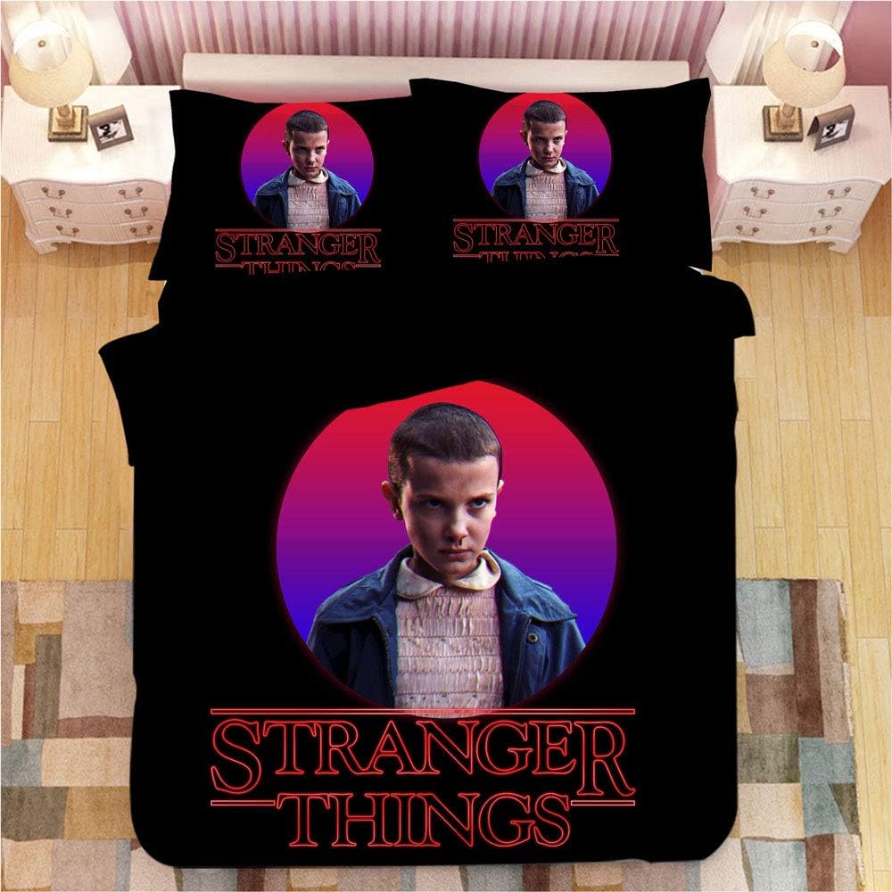 CLOVERDRESS 3D Stranger Things Duvet Cover Set Thrilling Stranger Things Bedding Set 100% Microfiber Adolescent, Adult Bed Set 3pc Including 1Duvet Cover,2Pillowcases Style1 Twin