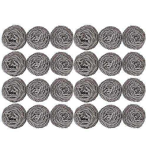 24 Pack 30g Stainless Steel Sponges Stainless Steel Scouring Pad, Steel Wool Scrubber, Metal