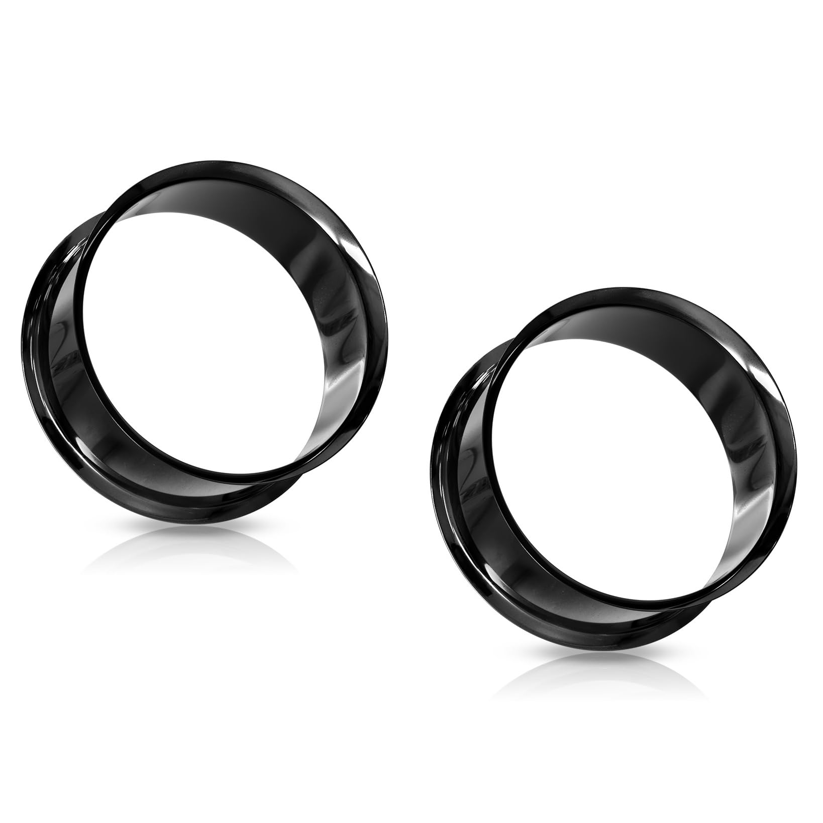 Photo 1 of Pierced Owl Black Double Flared Tunnel Plugs in 316L Surgical Steel with Titanium IP, Sold as a Pair (22mm (7/8"))