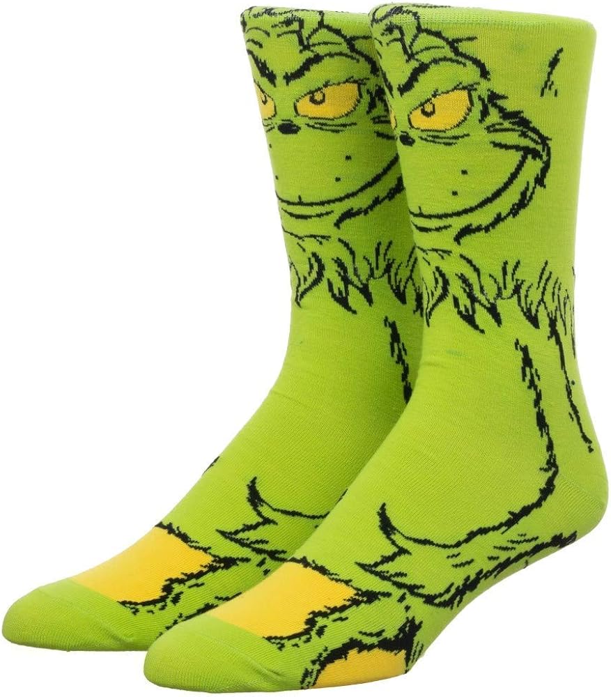 Bioworld Dr. Seuss The Grinch 360 Character Crew Socks (Sock Size