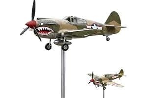 Shark Mouth Warplane Garden Wind Spinner, 3D Dynamic Metal Aircraft Weather Vane, Warplane Garden Art Decor, Outdoor Windmill