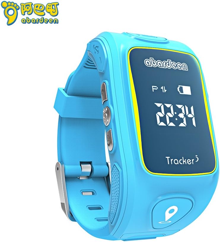 ABARDEEN Smart Kid Safe 2G GSM GPS Locator Tracker SIM for Children Anti-Lost Smartwatch Phone SOS Smart Watch for iOS Android (Blue)