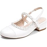 DREAM PAIRS Girls Dress Shoes Slingback Heels Round Toe Pump for Little Big Kids Flower Party Wedding Princess
