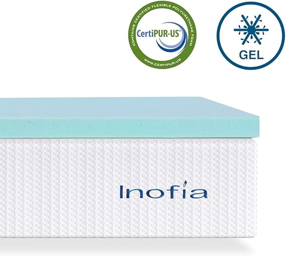 Inofia Mattress Topper Double, Gel Memory Foam Mattress Topper Keep