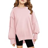 Haloumoning Girls Oversized Sweatshirt Long Sleeve Crewneck Kids Lightweight Cute Pullover Tops 5-14 Years