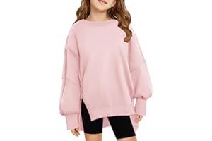 Haloumoning Girls Oversized Sweatshirt Long Sleeve Crewneck Kids Lightweight Cute Pullover Tops 5-14 Years