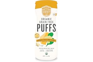 Serenity Kids 6+ Months Grain-Free Allergen-Safe Puffs for Toddlers & Babies - No Grains, Gluten, Nuts, Rice - Organic Veggies, Legumes, Olive Oil (1.5 Ounce (1 count), Cheddar & Cauliflower Spinach)