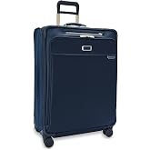 Briggs &amp; Riley Baseline Large Expandable Softside Spinner Luggage, Navy | Checked Bag Size, Spinner Wheels, Expandable for Extra Packing Space, Integrated Garment Carrier, Front Opening Pocket