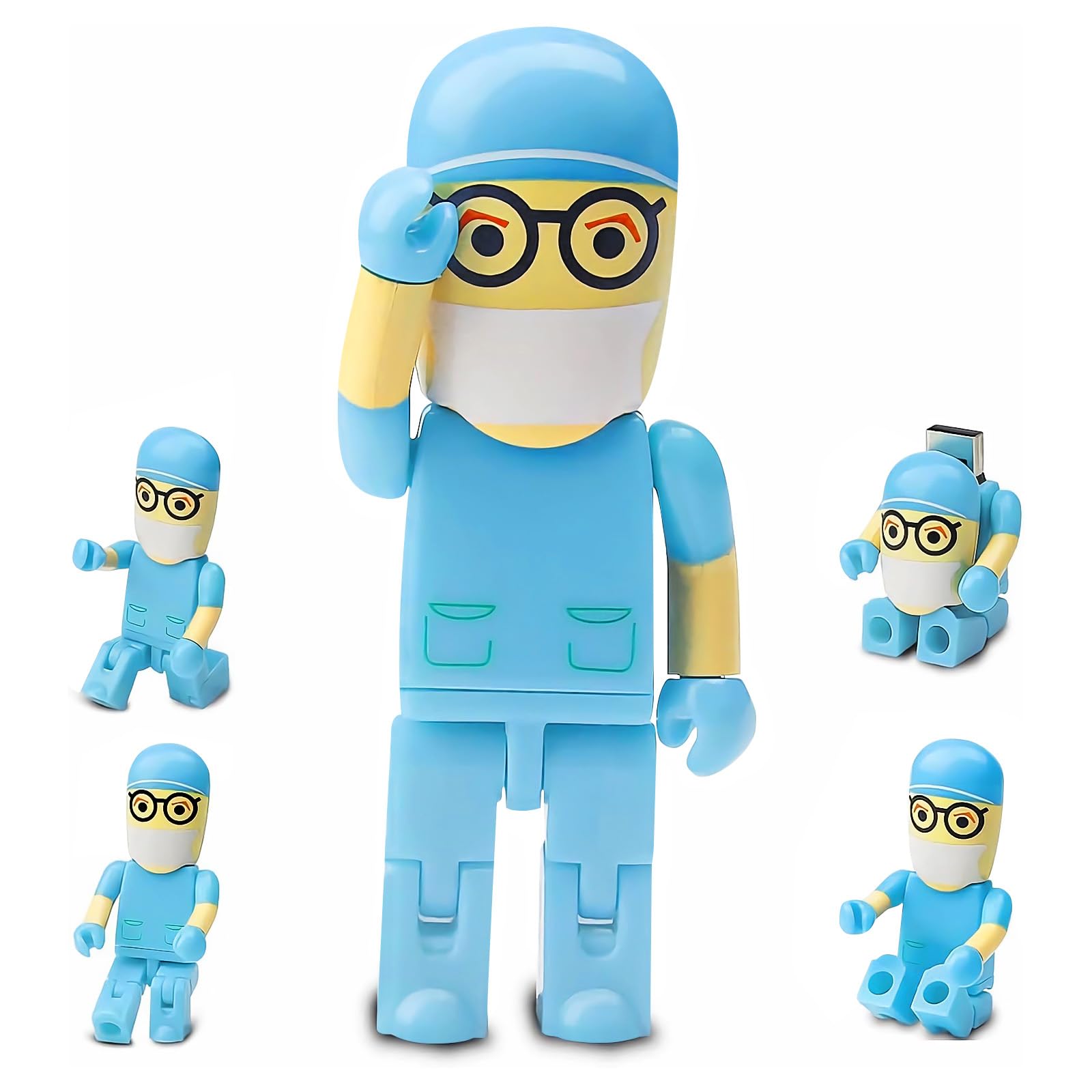 USB Flash Drive 32GB Cartoon Doctor Model USB Drives USB 2.0 Memory Stick Thumb Drive for External Data Storage, Blue