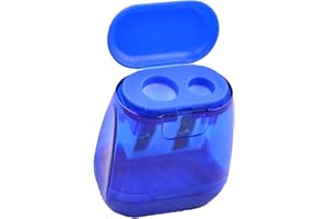 JANEMO Colorful Manual Pencil Sharpener - 2 Sharpening Holes, Kids & Colored Pencils, Handheld - 1 Pack (Blue)