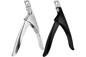 KOOTINN 2-Pack Professional Acrylic Nail Clippers Durable Stainless Steel, Titanium-Coated for Manicure & Pedicure, Versatile for All Nail Types, Ideal Gift for Nail Art Enthusiasts (Black & Silver)