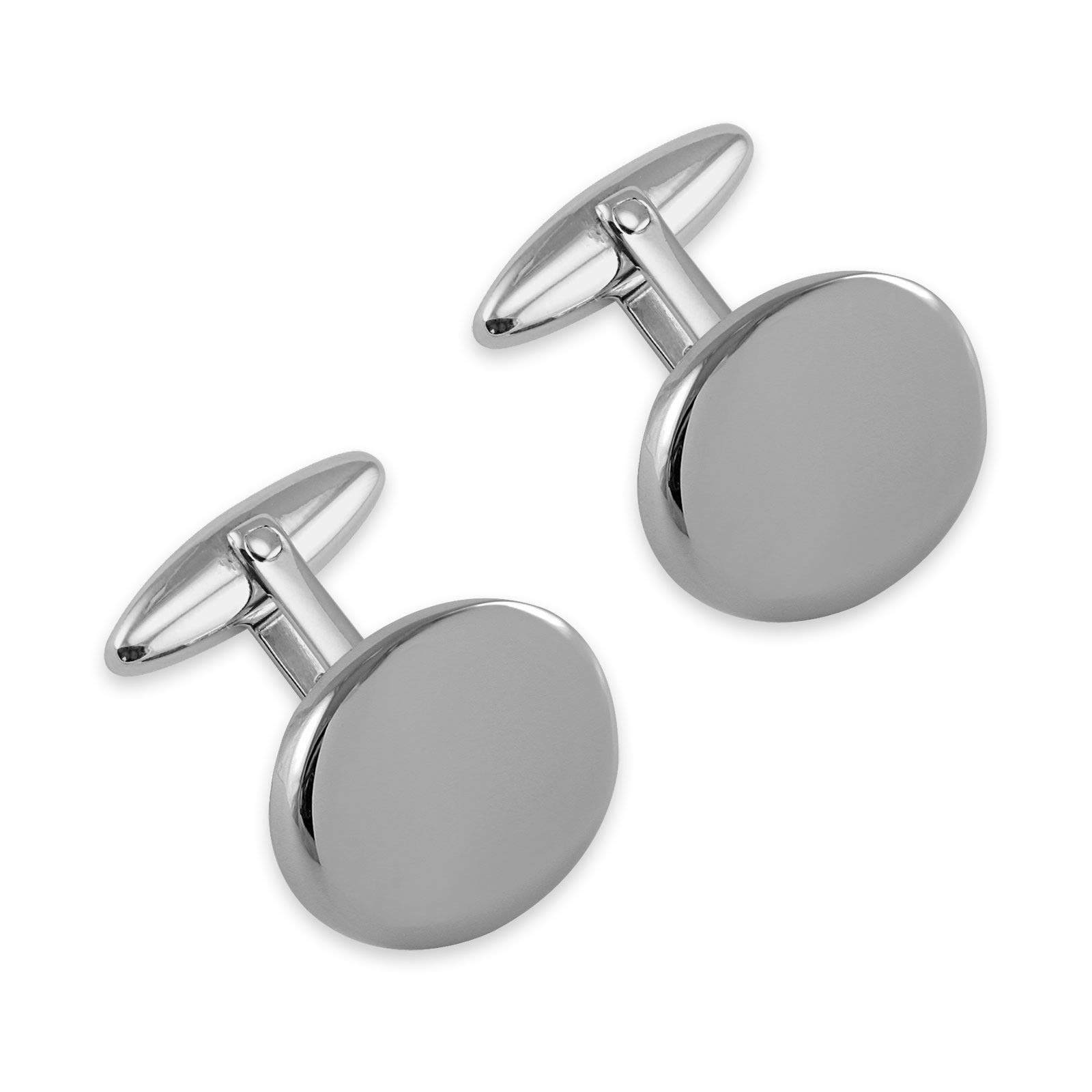 Douglas Pell NEW Sterling Silver Plain Oval Cufflinks Boxed