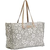 Myra Bag Chalky Upcycled Canvas & Leather Weekender Bag S-1473