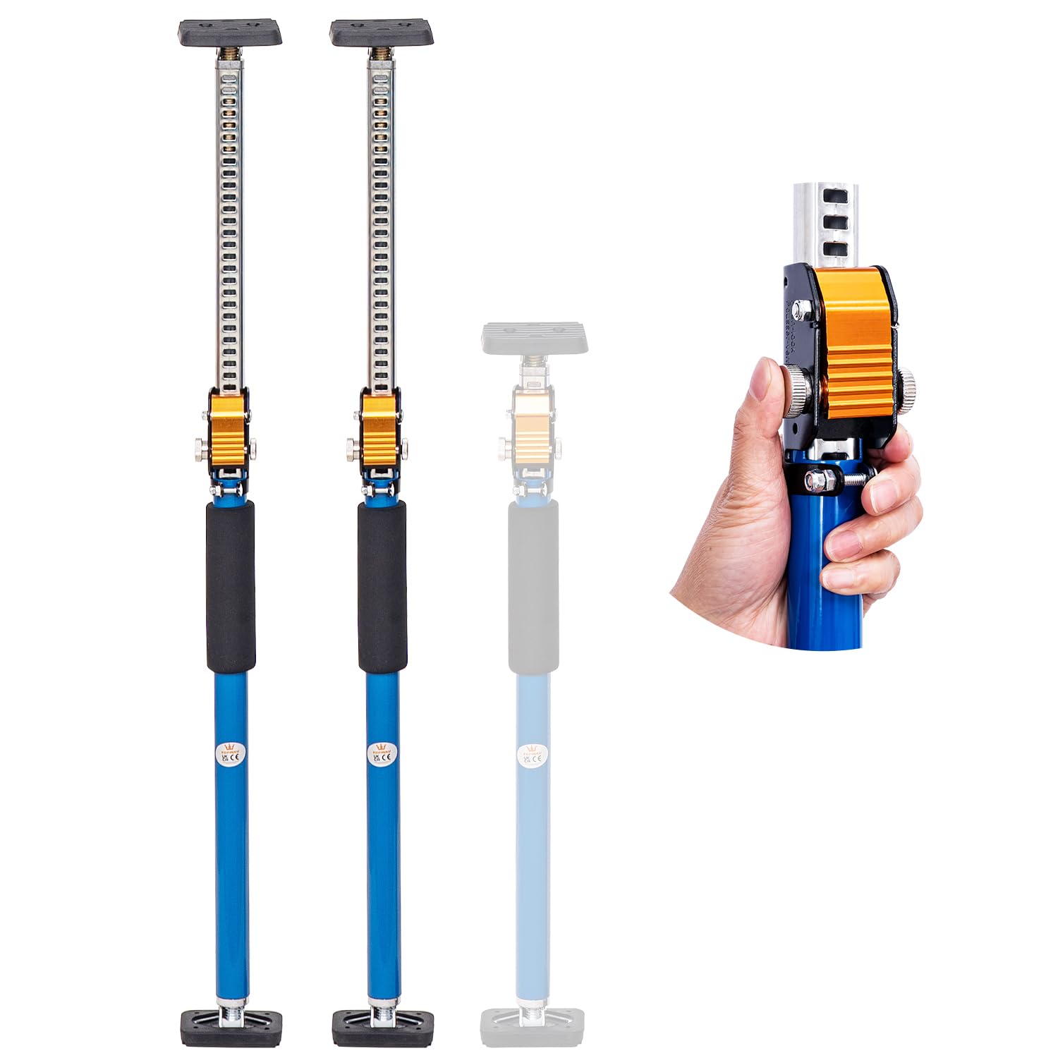 TOPWAY 2 Pack Telescopic Drywall Support 600-1000mm Steel Quick Adjustable Ceiling Support Rod, Supports Up to 60kg Construction Tools for Cabinet Door Frame Strut